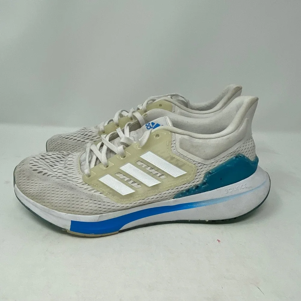Adidas EQ21 Run White Blue Running Shoes Sneakers GX9797 Mens Size 7
